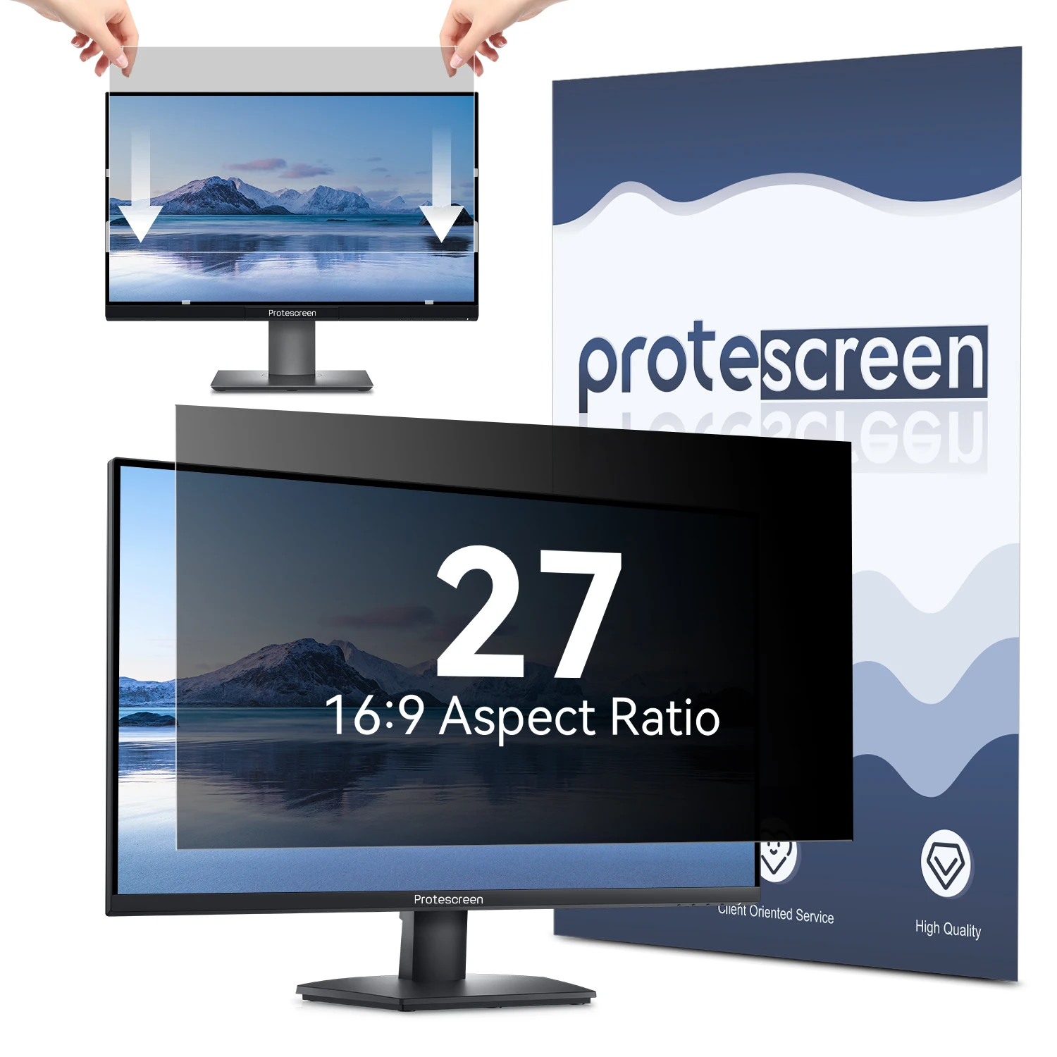 

Protescreen 1-Pack 21.5/23.8/24/27" 16:9 Monitor Privacy Screen Filter. Removable, Anti-Glare, Blue Light Blocking