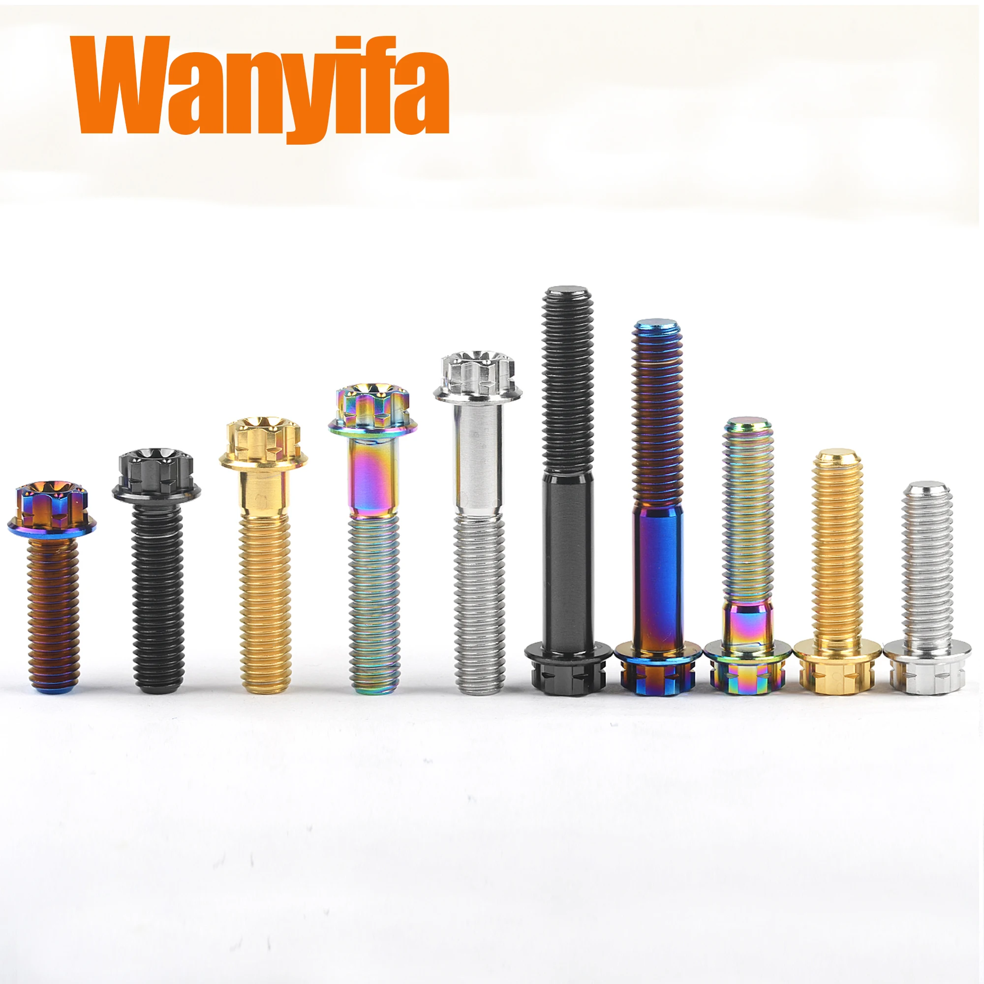 Wanyifa Bicycle Part Titanium Alloy Bolts M8x35/40/45/50/55mm Use Torx Flange Head Screws for MTB Bike Accessories