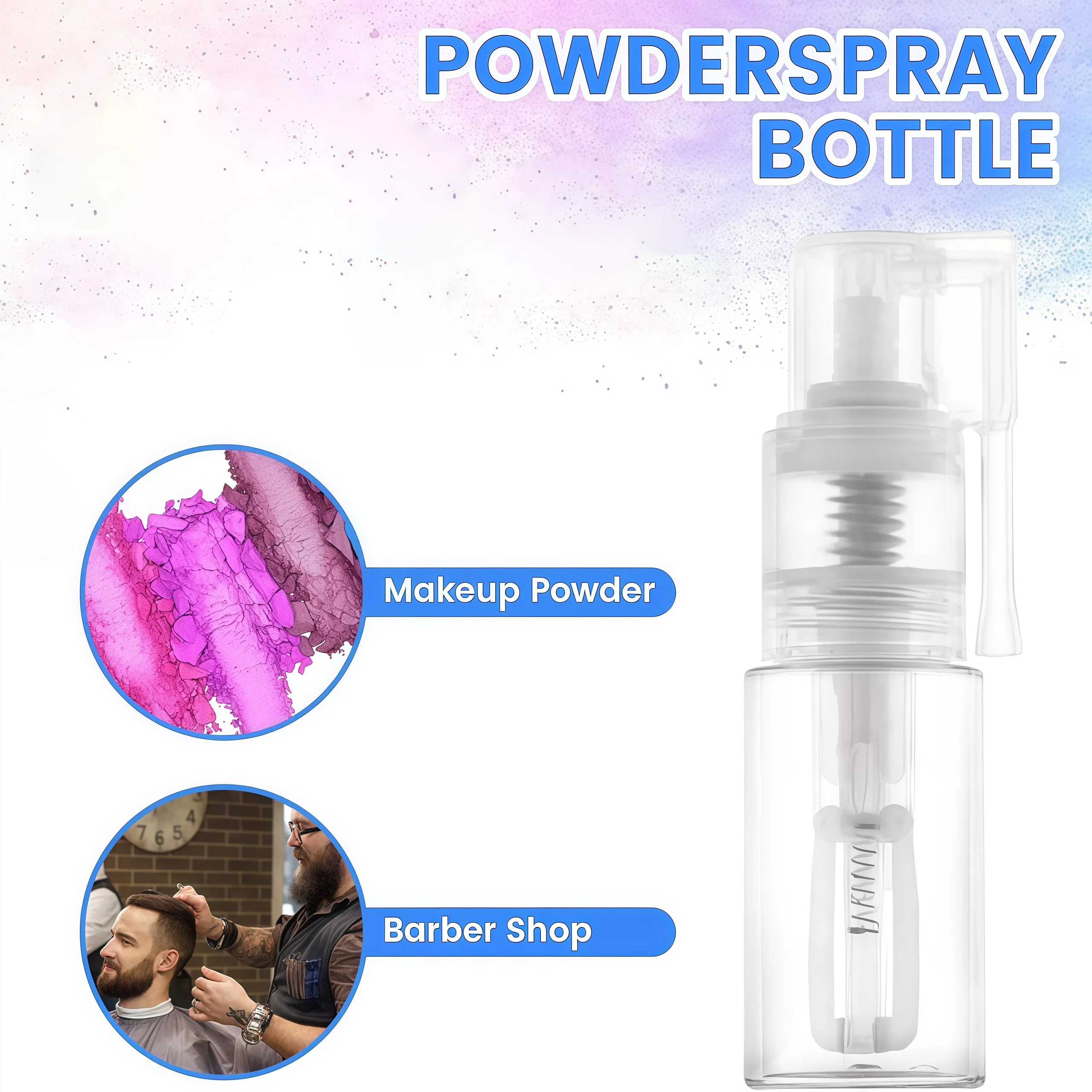 Refillable Powder Spray Bottle, Glitter Spray Bottle with Pump Design, Portable Travel Essential, Can Be Used to Spray Powder and Glitter on Nails, Hair, Body, and Face, Compact and Ready to Use, for Travel, Personal Care, and Minimalism