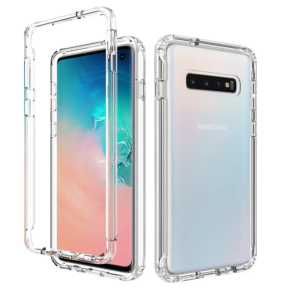 

Clear Phone Cover For Samsung Galaxy S10 Plus / S10Plus S10+ Transparent TPU/PC Case Funda Capa Holster Hybrid Shockproof Shell