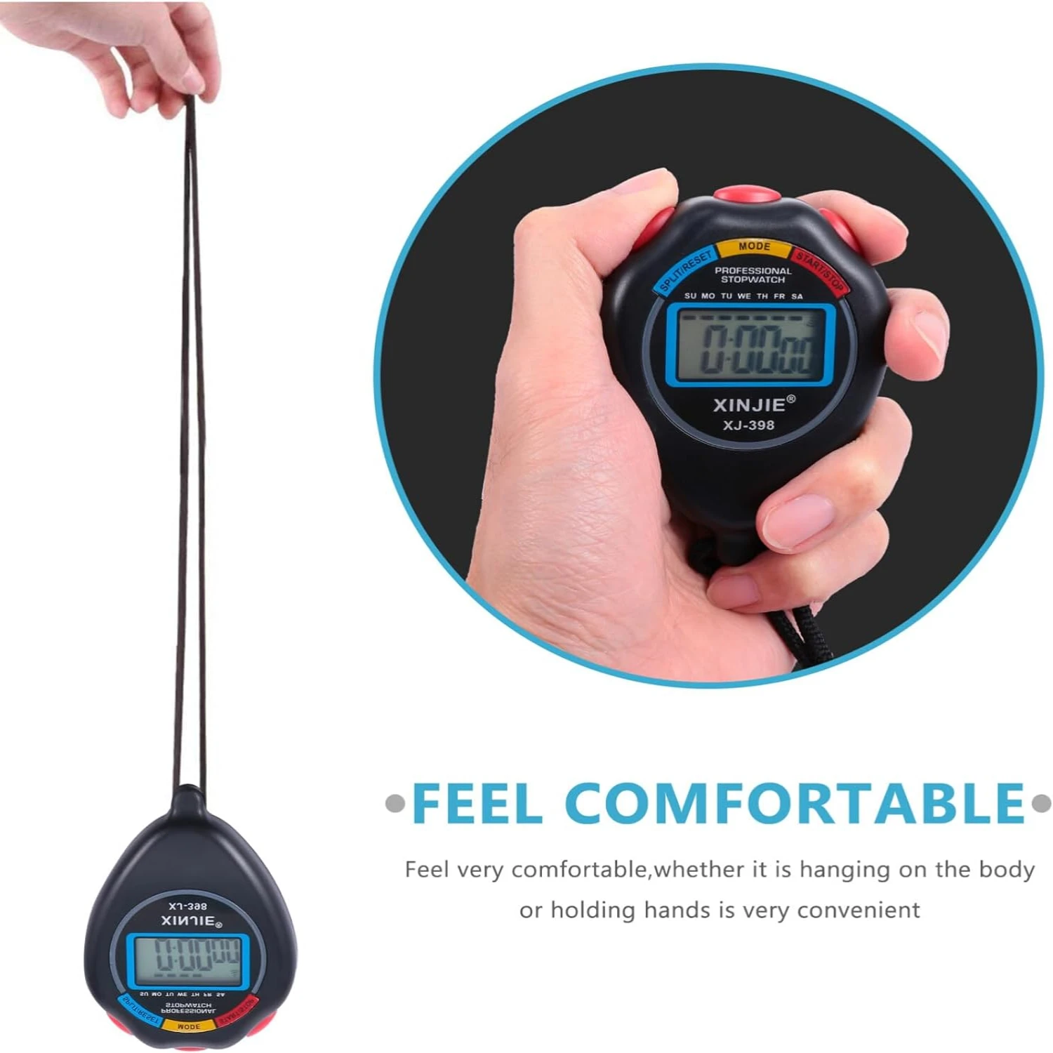 High-Quality, Lightweight and Sleek Set of 3 Essential Digital Fitness Training Stopwatch Timers for Athletes - Reliable Sports 