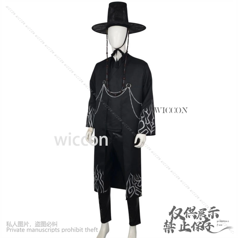 أنيمي فيلم Kpop شيطان ساجا بوي تأثيري جينو القوطي زي الكورية المعبود طويل أسود موحدة قبعة الوشم الدعامة وسيم هالوين كوسبفلي