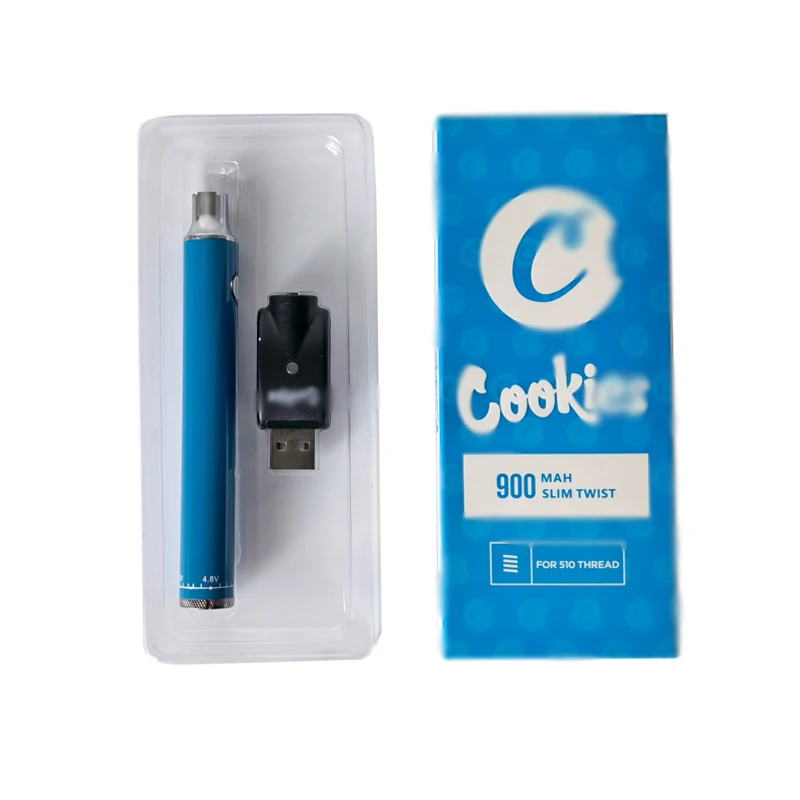 5-50pcs Cookie Battery 900mAh Bottom Spinner 3.3-4.8V Preheat VV Cartridge Vape Batteries For EGO 510 Thread CBD Cartridge