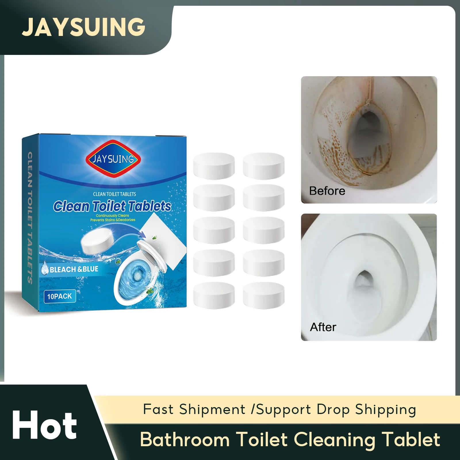 Toilet Cleaning Tablet Detergent Deodorization Urine Stains Dirty Removal Descaling Bathroom Toilet Tank Decontaminate Cleaner