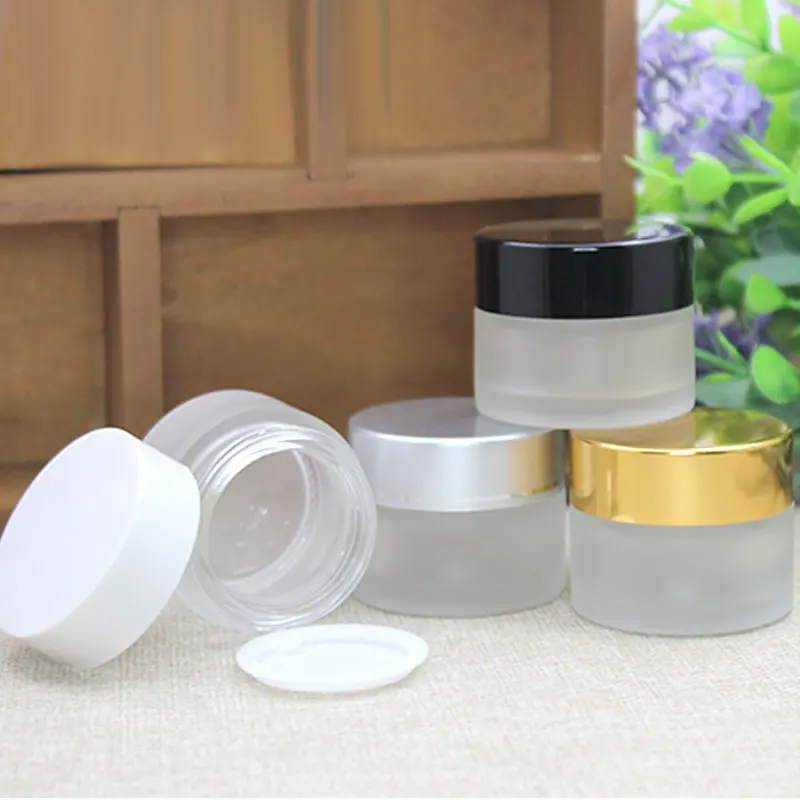 15g X 10 Transparent Frosted Glass Cream Bottles Gold Silver Screw Lid  Frosting Container Eye Cream Jar Empty Cosmetics Tin