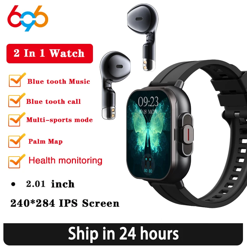 BT Call سماعات بلوتوث الساعات 2.01 "سماعة 2 في 1 ساعة ذكية معدل ضربات القلب الرياضة سوار لياقة بدنية TWS سماعة Smartwatch