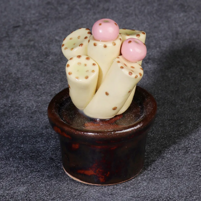Handmade Ceramic Succulent Cactus Mini Potted Plant Simulation Ornament Home Office Desk Decor