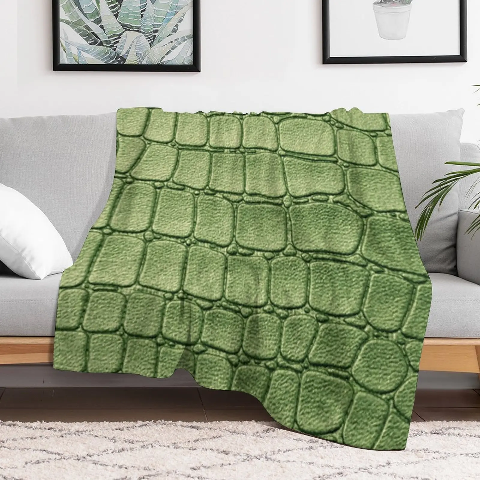 Green Crocodile Throw Blanket No Pilling Soft Warm Blanket for Bed