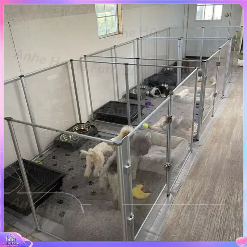 Large Acrylic Dog Playpen Clear Puppy Whelping Box Indoor Pet Enclosure Fence Cage with Waterproof Pad for Small Dogs Cats