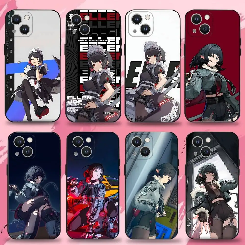

Z-Zenless Zone Zero Ellen joe Phone Case For iPhone 16,15,14,13,12,11 Plus,Pro Max,XS,X,XR,SE,Mini,8,7,Soft Silicone Black Cover