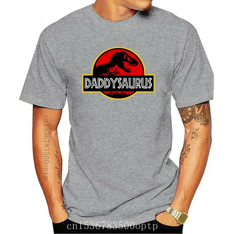 New Dinosaur Dad Saurus Father's Day Gifts Funny Graphic Tee Dad Family Birthday Party Tee Tops Men's 100% Cotton T-Shirt