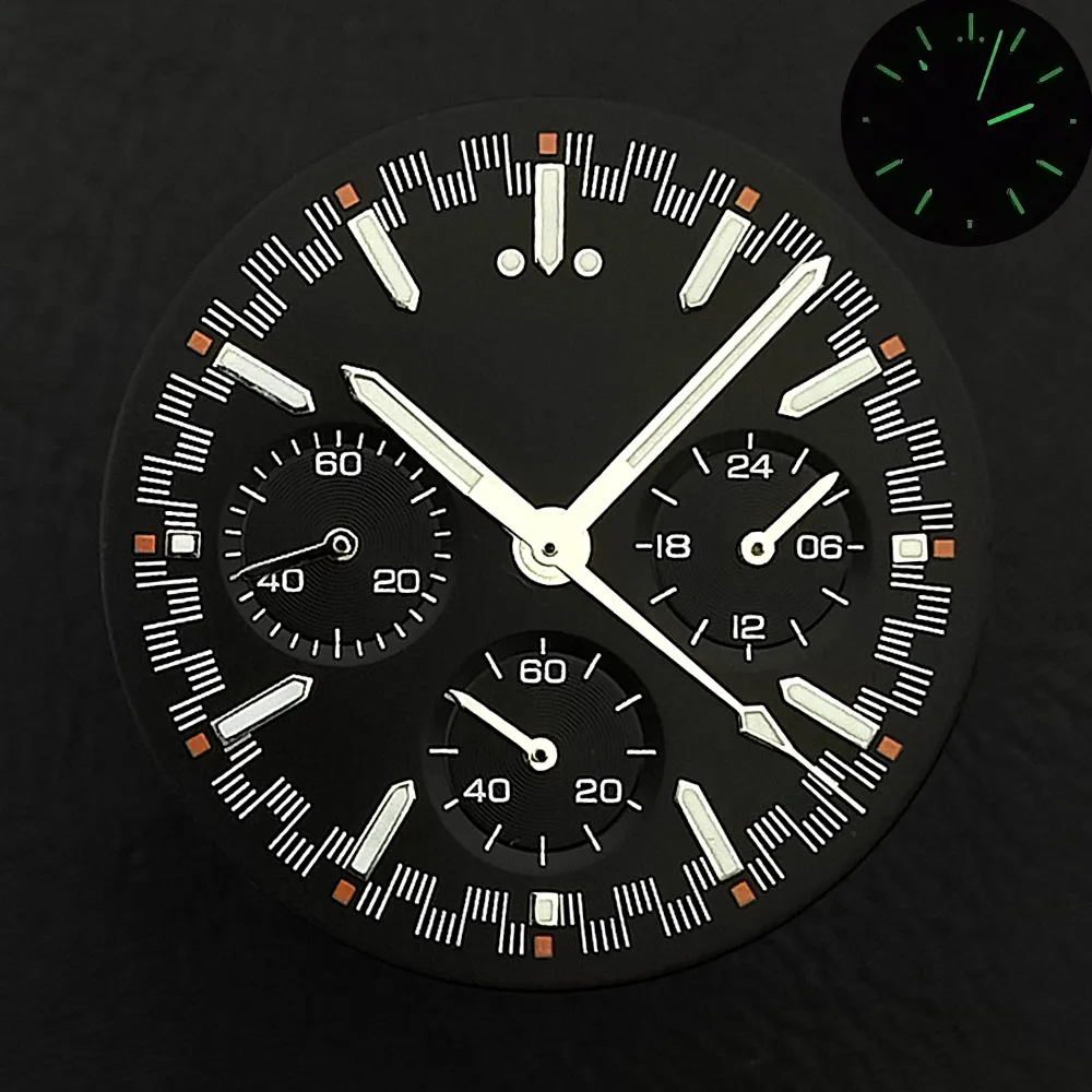 32,5 mm VK63 Zifferblatt C3 Grün Leuchtend Schwarz Weiß Orange Blau Grün Uhrenzifferblatt Ersatzteile Uhrenteile Zubehör – Detail 2