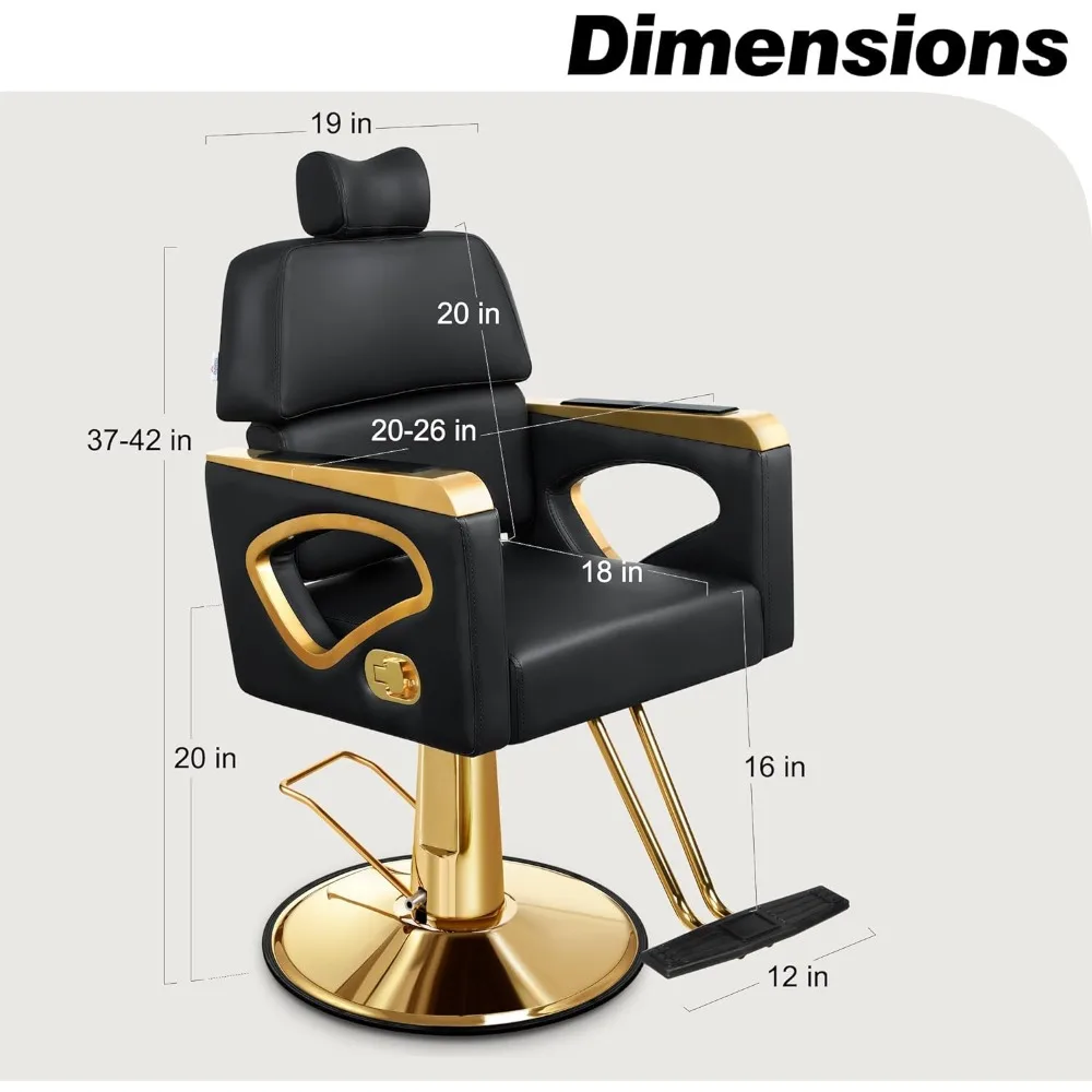 Hochleistungs-Friseurs tuhl aus Gold mit Premium-Stahlrahmen, bequemem und elegantem Stylisten stuhl mit einem Gewicht von 440 lbs