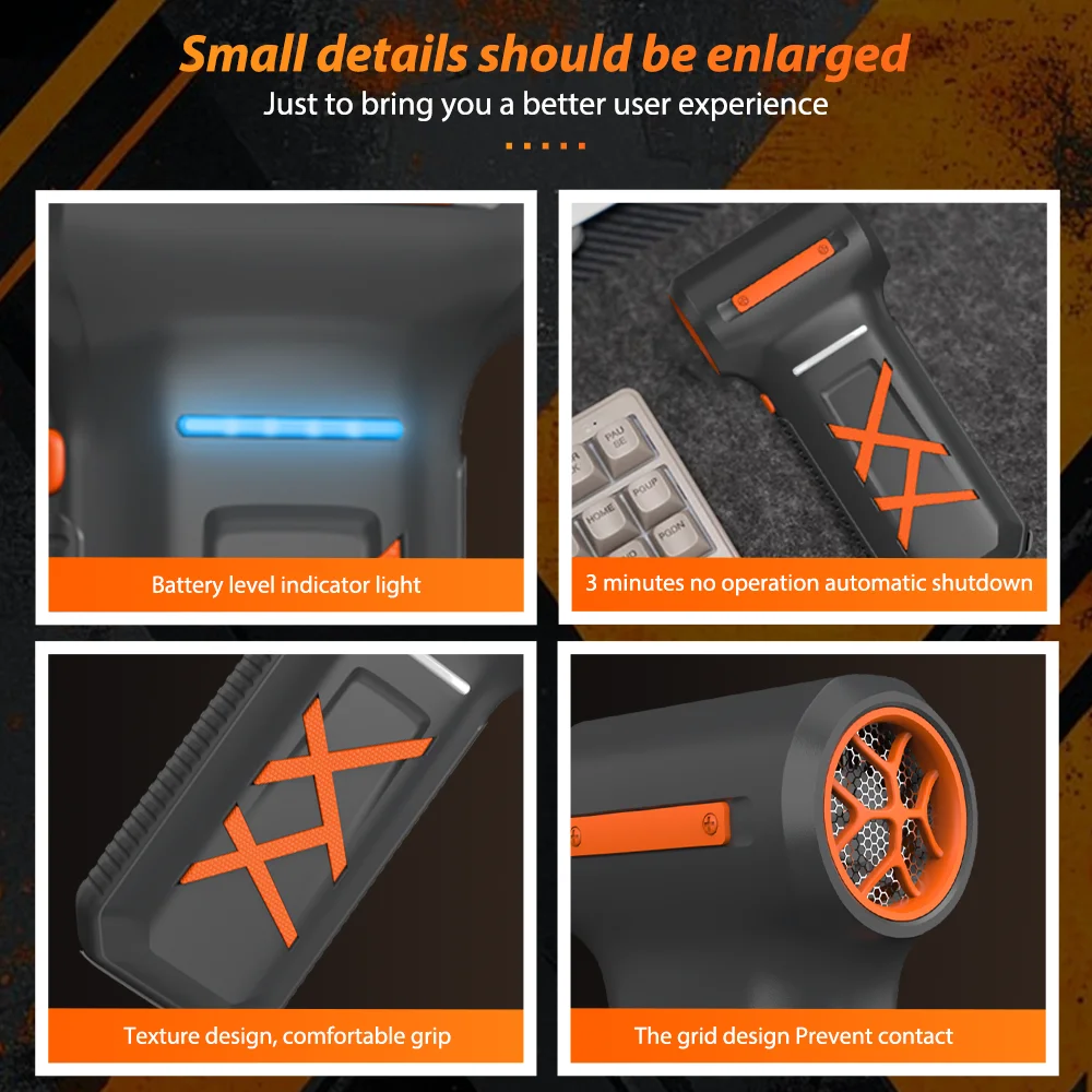 Krachtige Luchtblazer 130000 RPM Elektrische Air Duster Borstelloze Motor Turbo jet fan 3 Versnellingen Snelheid Verstelbare Outdoor BBQ Blower Tool