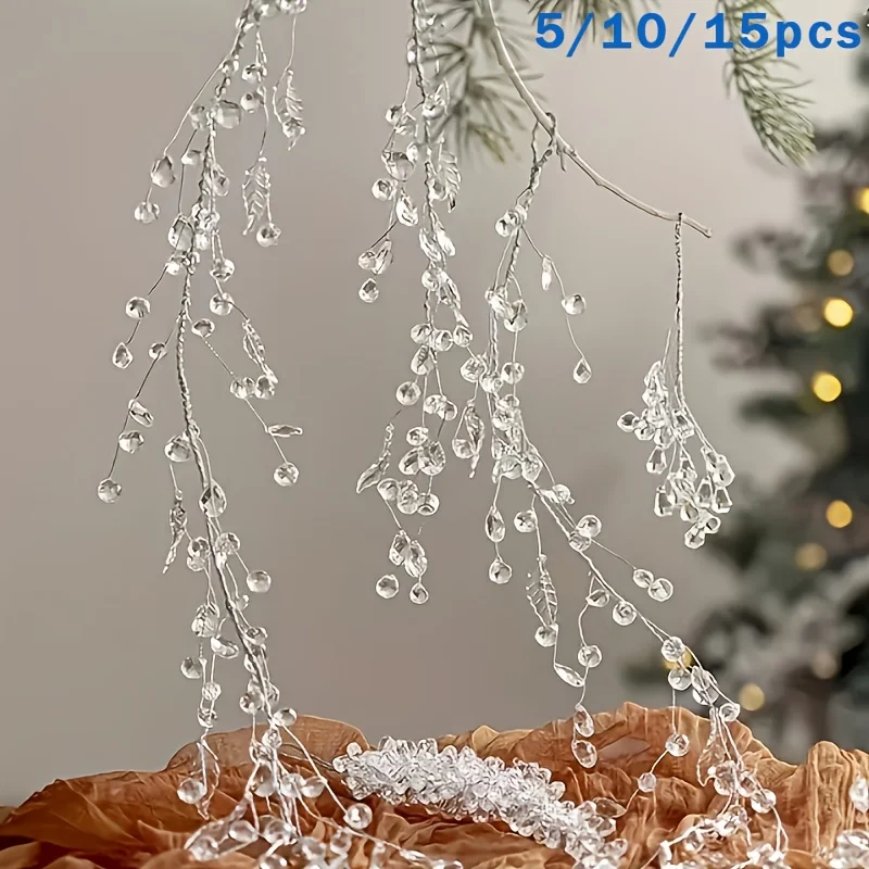 Magnifiques Branches de Cristal en Forme de Boutons, Fleurs en Cristal Créatives DIY, Bouquet Artificiel Transparent Simple, Décoration de Mariage