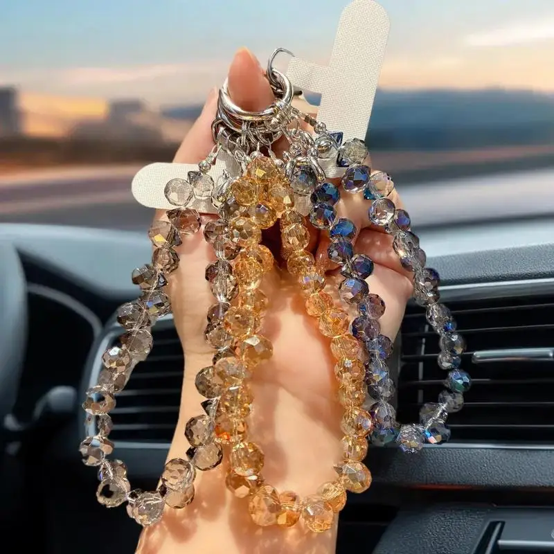 

1pc Luxury Beaded Mobile Phone Lanyard with Wrist Chain & Crystal Drop Pendant