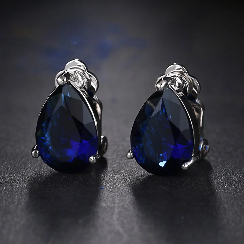 Colorful Optional S925 Sterling Silver Water Drop Pear Shaped Stud Earrings Ideal For Party Engagement And Daily Fashion Looks