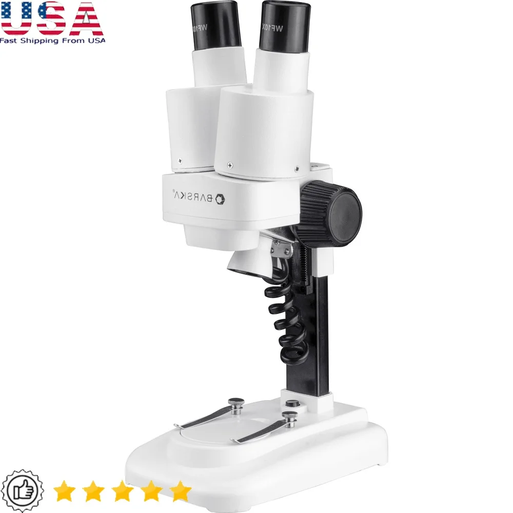 

Student Stereo Microscope 20X 50X Magnification LED Illumination Coarse Focusing Knobs 10X 25X Eyepieces Educational Tool