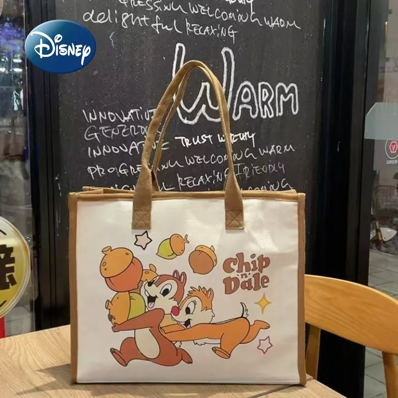Disney New Women's Handbag Canvas Cartoon Large Capacity Women's Tote Bag Luxury Brand Fashion Casual Women's Shoulder Bag