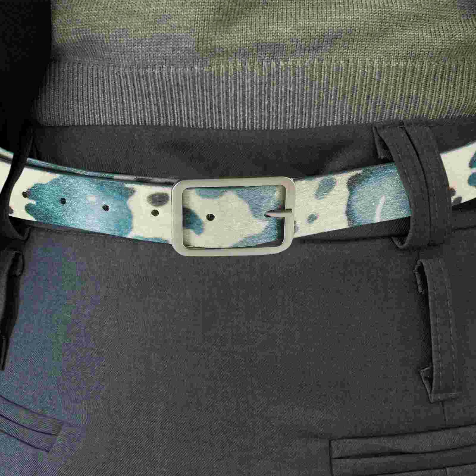 Cinturones de cinturón de Pu de vaca para pantalones vaqueros mujer estampado Animal sin hebilla accesorios mujer occidental vaquera