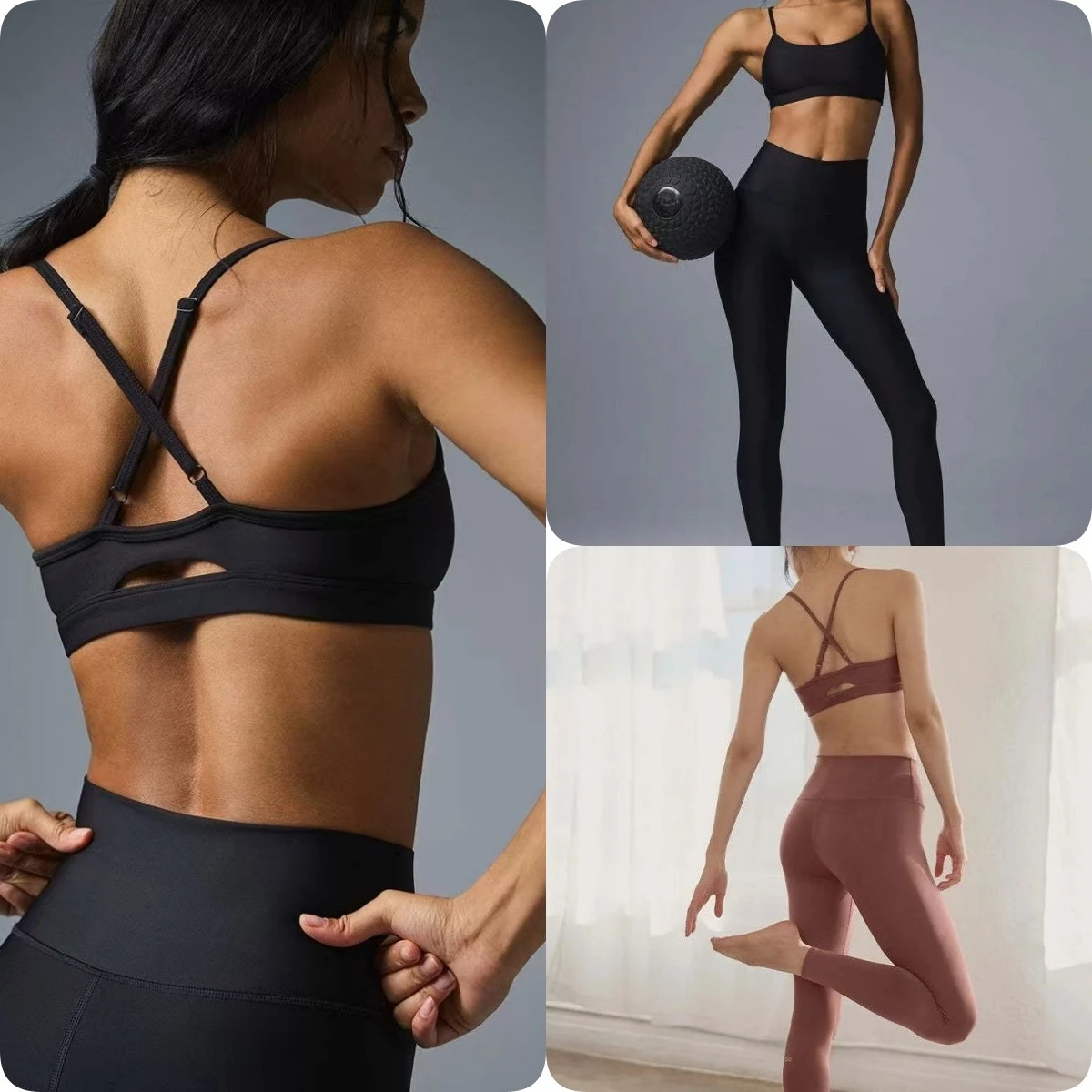 

@LO| Women Fitness wear 7/8 High-Waist Legging Elastic Slim Yoga Pants Air Lift Intrigue Bra Sleeveless Crop Top Back