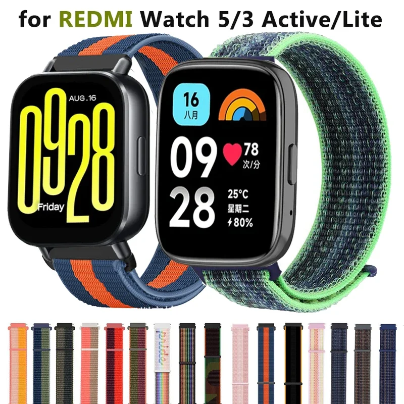 22mm Colorful Nylon Loop For Redmi Watch 5 Lite/5 Active Watchband Sports Bracelet Strap For Xiaomi Redmi Watch 3 Lite/3 Active