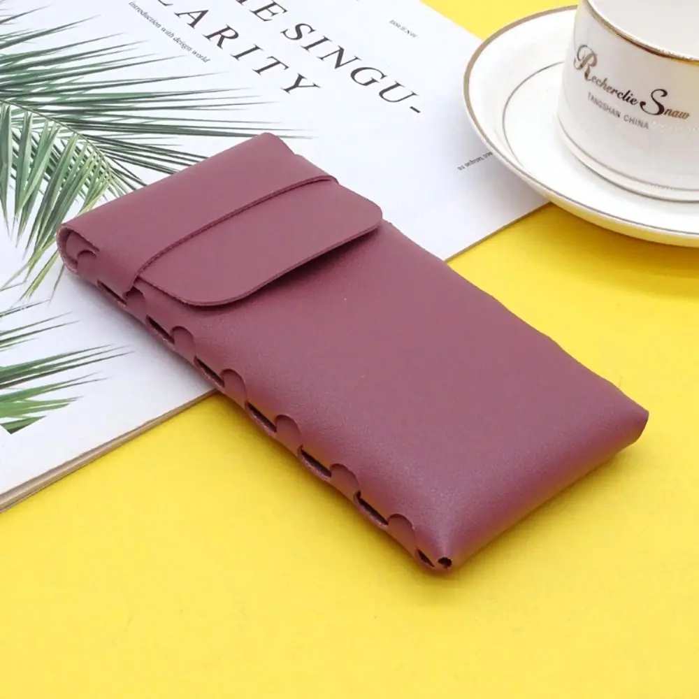 

Elegant Solid Color Leather Sunglasses Box Bag Waterproof Soft Glasses Case Phone Case Lightweight Eyeglasses Holder Outdoor