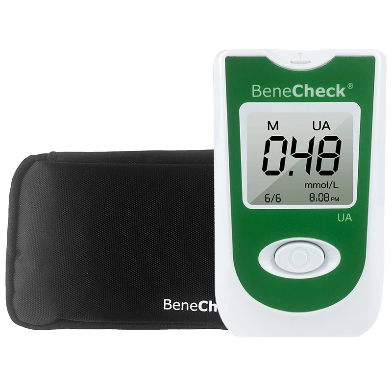 Benecheck ürik asit otomatik metre 10/25 adet Test şeritleri ve lansetler İğneler ürik asit ölçümü için gut monitör dahil