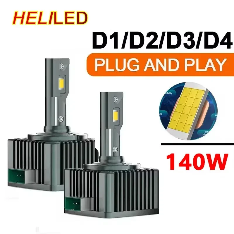 LED Headlights 140W 30000LM HID D1S D2S D3S D4S D1R D2R D3R D4R Turbo LED CSP Chip 6000K Cold White Plug&Play Super Bright 2 PCS