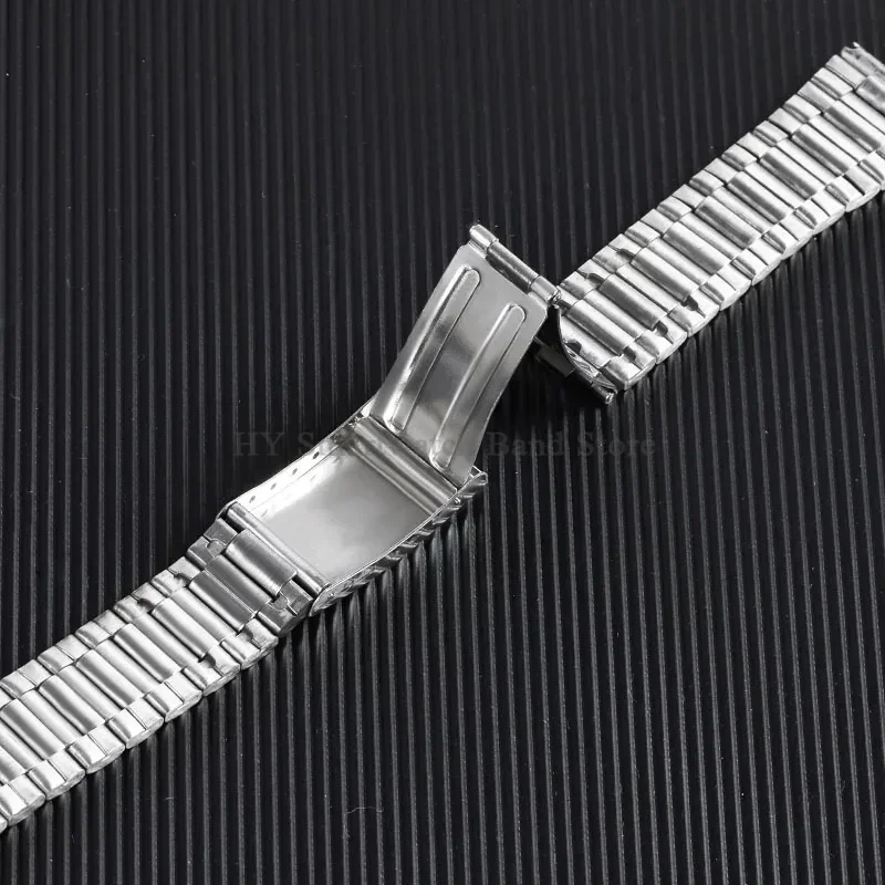 12mm 14mm 18mm 20mm Stainless Steel metal Watch Strap universal sport bracelet folding buckle wrist band Silver Gold Watch Band