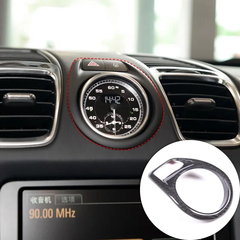 For 2014-2015 Porsche Boxster Cayman Real carbon fiber Car center clock decorative cover car interior decorative accessories