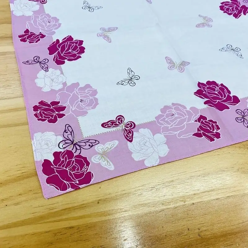 195E Versatile Floral Pattern Handkerchief for Various Occasion Celebration Party