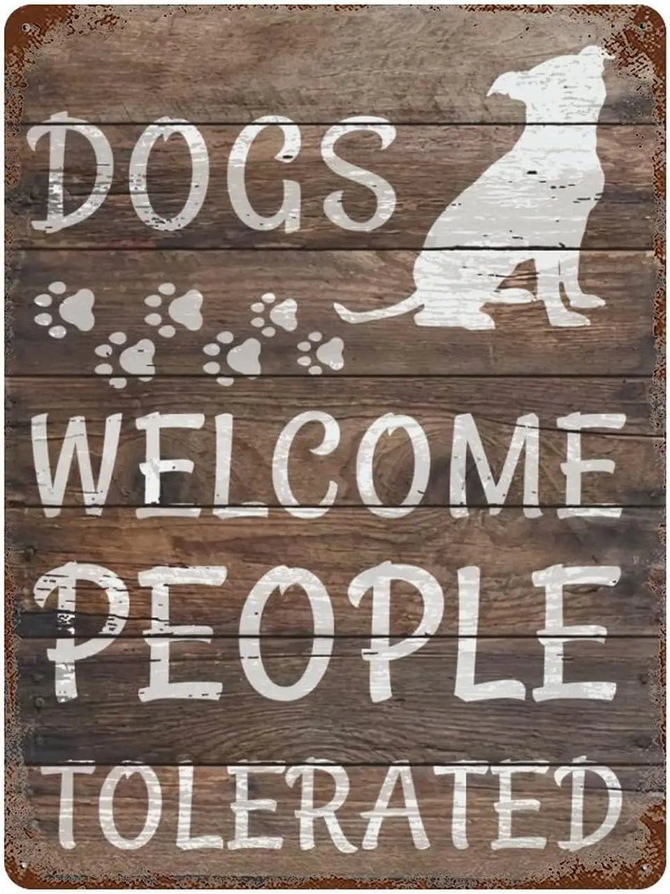 Metal Signs Vintage Dogs Welcome People Tolerated Tin Pet Dog Lover Gift Funny Sayings Words Plate Sign  for Home Ba