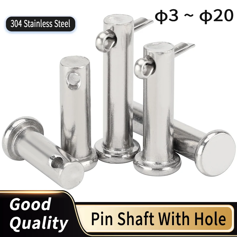 304 Stainless Steel Dowel Pins Flat Head with Hole M3-M20 Size Range 8-150mm Dowel Pin Opening Pin Secure Locking Easy Removal