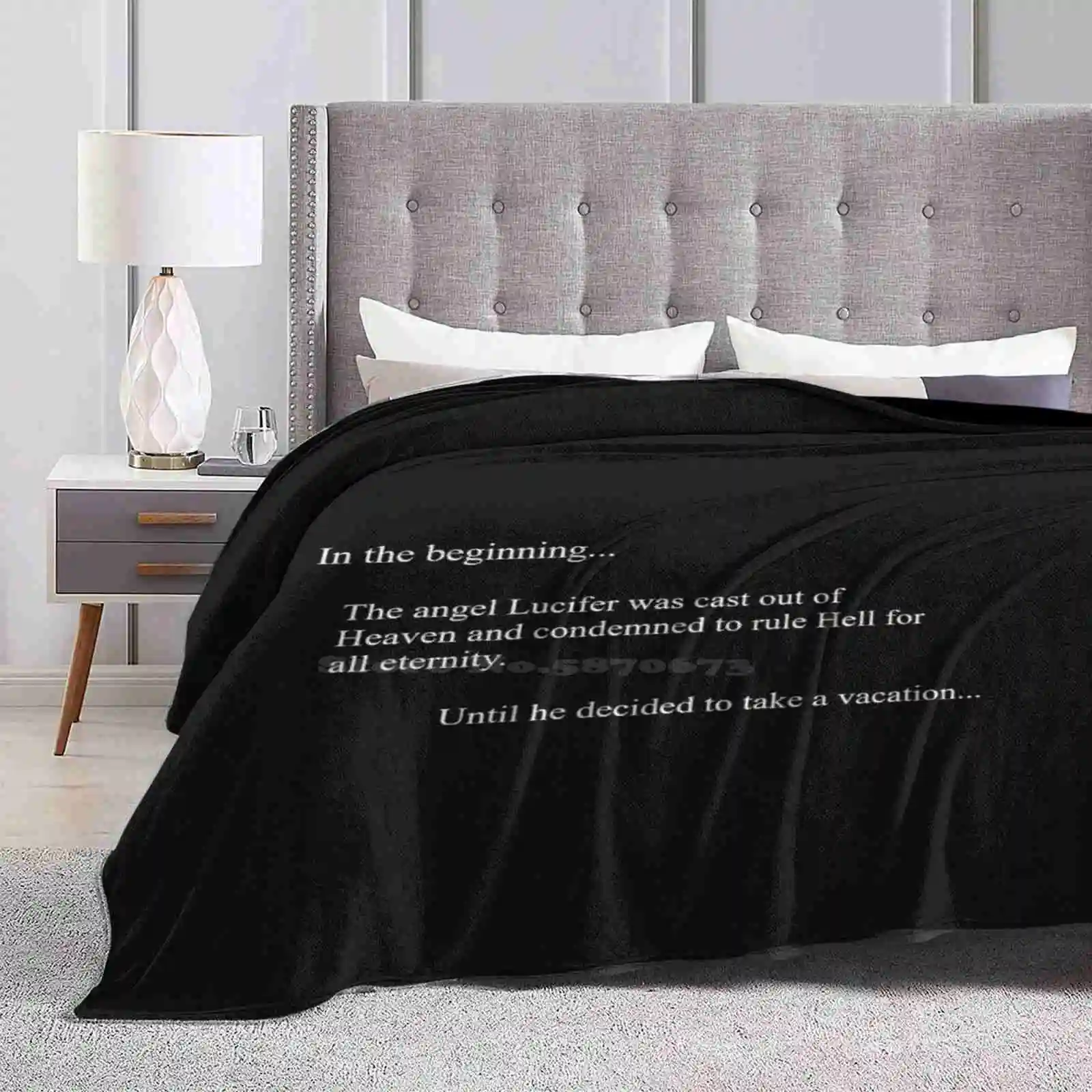 In The Beginning...-Lucifer ( Black ) Creative Design Comfortable Warm Flannel Blanket