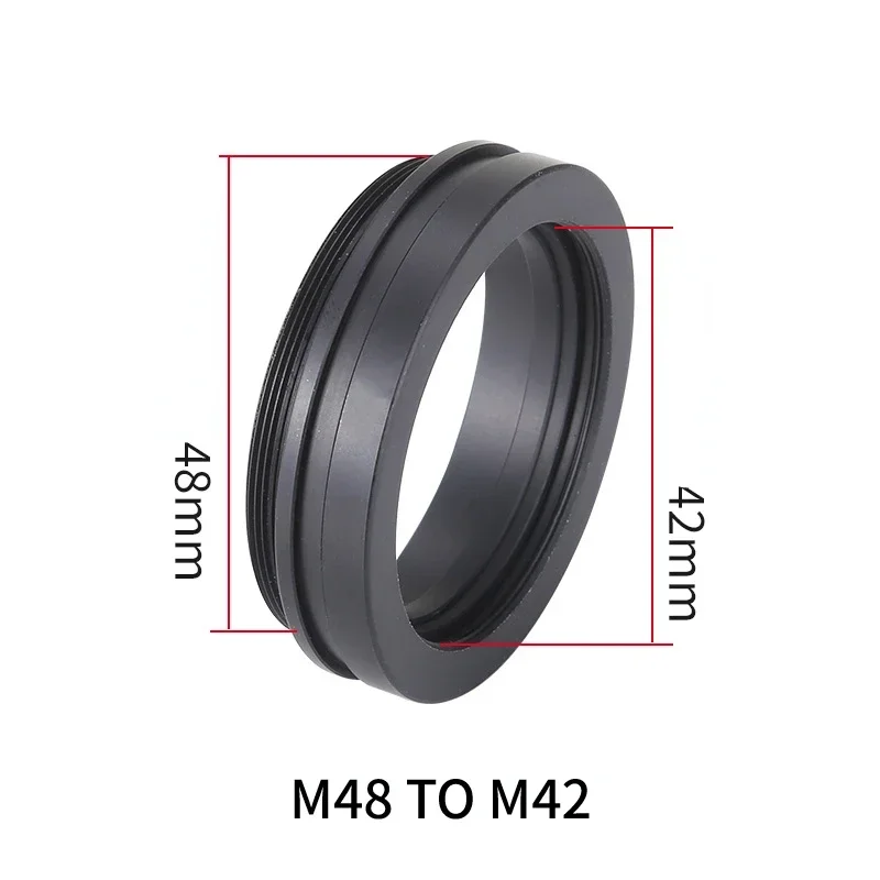 M48 To M42 M48-M52 Microscope Barlow Objective Lens Adapter M48X0.75 Thread Metal Ring for Zoom Stereo Microscope