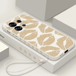 Hot Lips Case For Xiaomi Redmi Note 13 12 11 10 Pro 11s 13T 11T 10T Funda Poco F3 X6 X5 F6 Pro Mi 11 Lite 5G NE Lanyard Cover