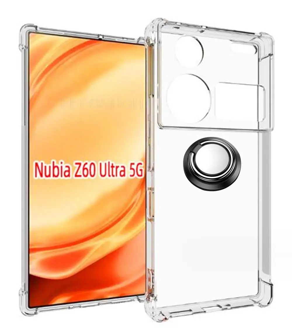 Shockproof Hard Case For ZTE Nubia Z60 Ultra 5G Z60Ultra 2023 Soft Silicone Ring Folding Holder Bracket Stand Cover