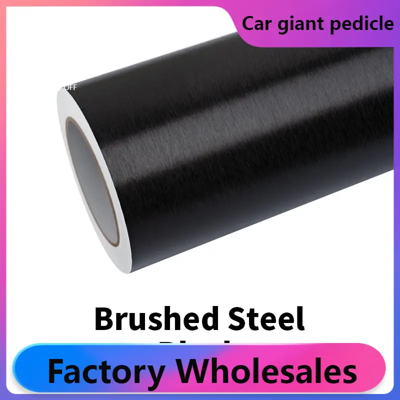 Brushed Steel Black Series Vinyl Wrap film wrapping film bright 152*18m roll quality Warranty covering film voiture