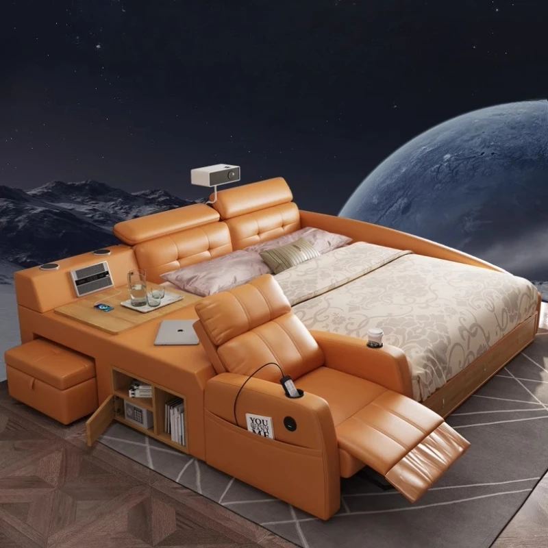 

Laptop Electric Bed Massager Queen Size Smart Storage Bed Modern Headboards Double Camas Matrimoniales Bedroom Furniture