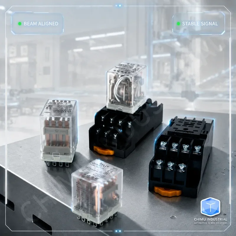 【CHIMU INDUSTRIAL】 HH54P MY4NJ Small Intermediate Relay 14 Pin 4NO 4NC with Indicator Light AC DC Coil Voltage for Industrial