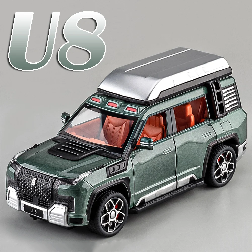 1:24 YANGWANG U8 Defender Model Samochodu Zabawka Metalowy Odlew Ciśnieniowy Pojazd Terenowy Amortyzacja Napęd Pull Back Otwierane Drzwi Symulacja Zabawki