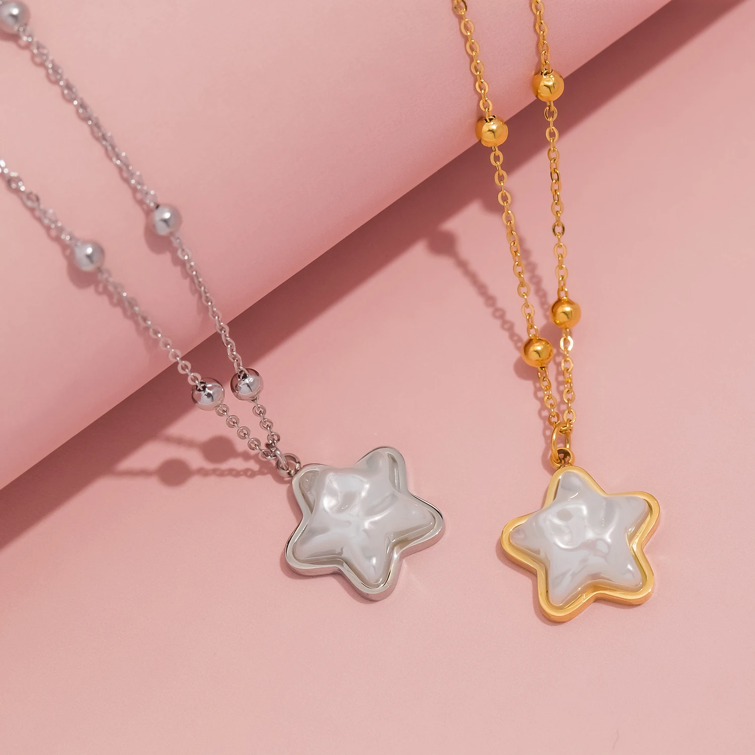 3D Star Pendant Necklace for Women, Finely Polished Stainless Steel Jewelry