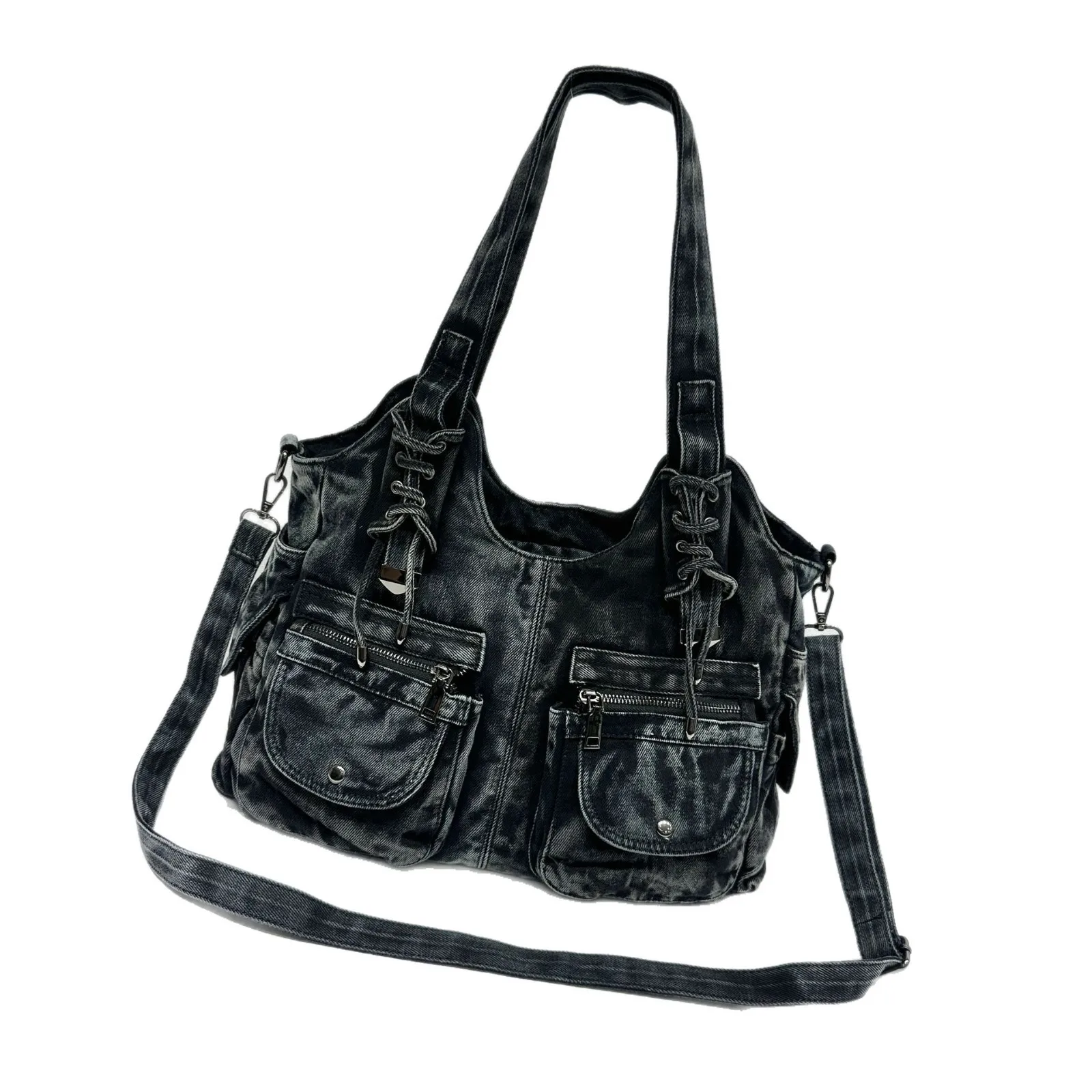 Women's Denim Bag Y2K Vintage Blue Jean Purse and Handbags Crossbody Shoulder Wallet Large Capacity view 6
