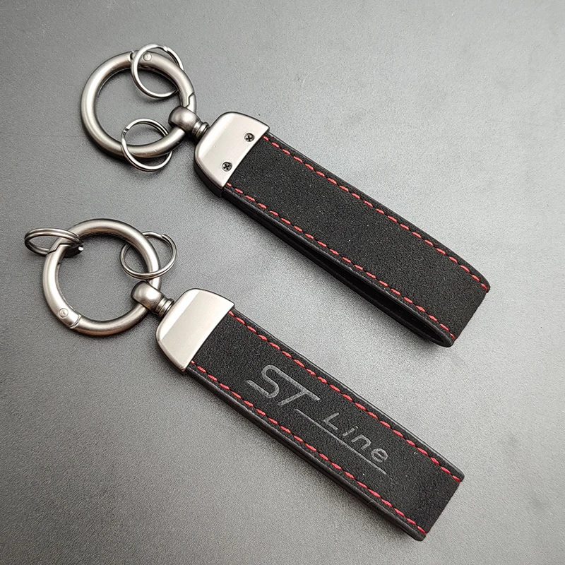 New Decorations Car Suede Leather Keychain STline ST Logo Keyring ST Line Key Chain