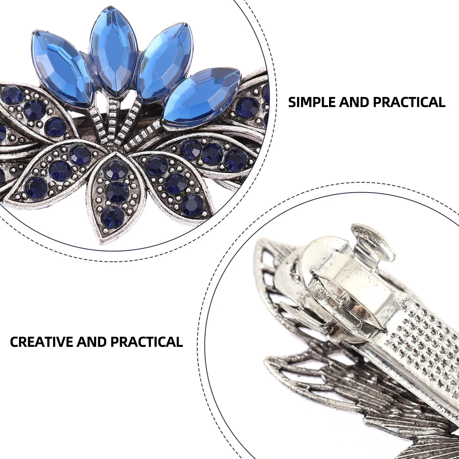 

5pcs Rhinestone Hair Barrette Chic Spring Clip Automatic Non Slip for Women Girls Stylish Secure Grip Thick Curly Long Hair
