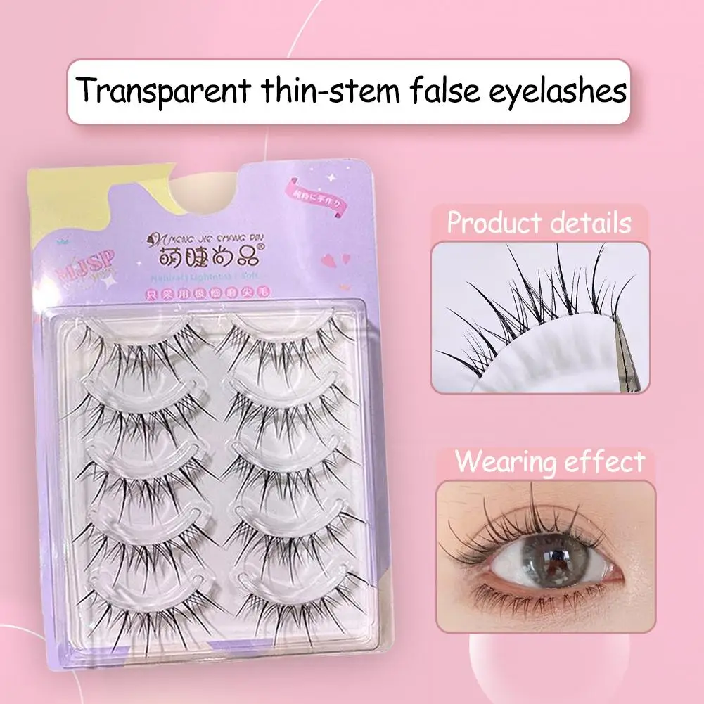 Girassol fada cílios postiços natural haste fina mangá cílios falsos coreano maquiagem cílios ferramenta extensão maquiagem cílios j9y6