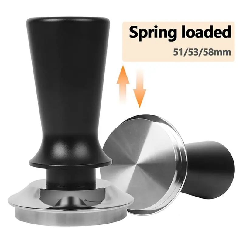 LICE-58Mm Coffee Tamper Accessory Adjustable Graduated 30Lb Espresso Spring Calibration Tamper Stainless Steel Flat Threaded Bas