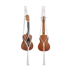 Guitar Storage Mesh Bag Macrame Hanging Holder Woven Hammock Wall Hanger Home Decor Ukulele Handwoven Instrument Pendant