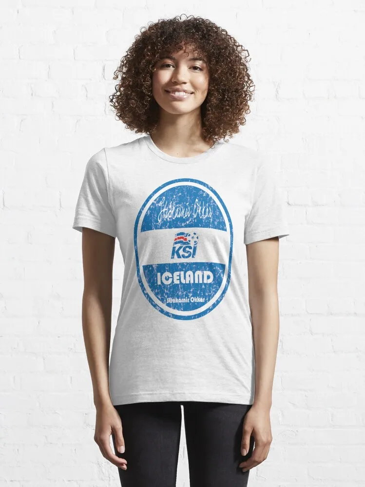 Voetbal-Ijsland (Distressed) Essentieel T-Shirt Heren Dameskleding Oversized Katoenen T-Shirts Nieuwe Mode Top T-Shirts